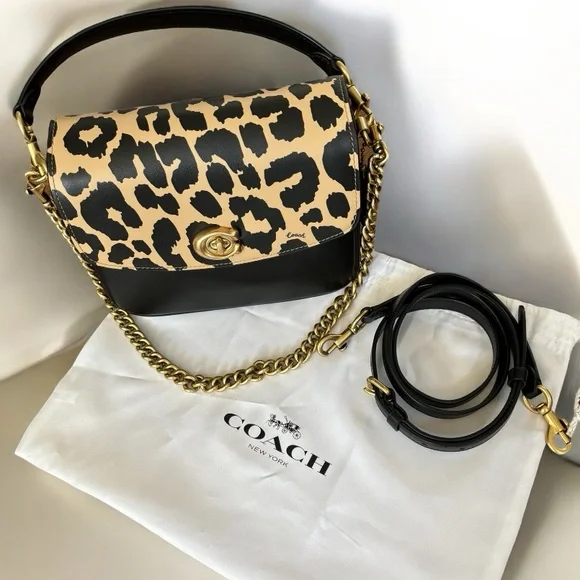 COACH Cassie 19 Leopard Print Satchel/Shoulder/Crossbody Handbag - Picture 5 of 9